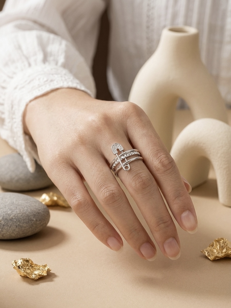 SAFETY PIN CHROME RING